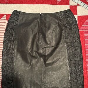 100% Leather Black Pencil Skirt